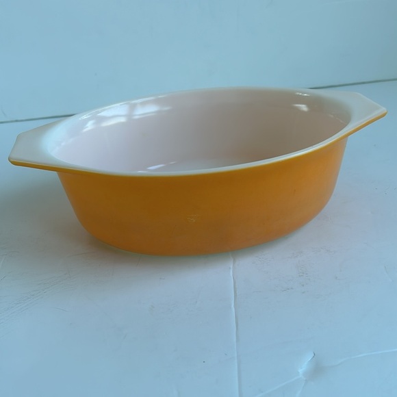 Vintage Pyrex promotional oval daisy design orange casserole w opal lid 1.5 qt - Picture 5 of 14